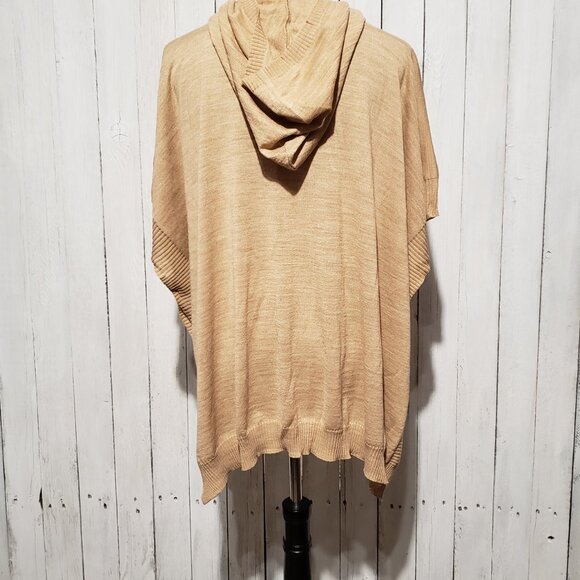 NEW Loft M L Sweater Tan Beige Hoodie Poncho Boho Oversized Lightweight Women's - Picture 4 of 6